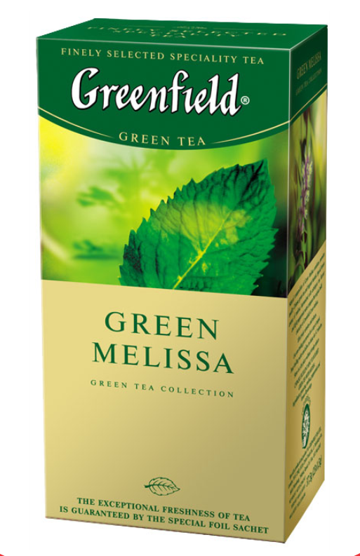 Зеленый чай 3 в 1. Чай Greenfield Melissa зел. 25*1,5г. Чай Greenfield 25пак Green Melissa зеленый. Чай Гринфилд зеленый с мятой. Чай Гринфилд зеленый 25 пакетиков.